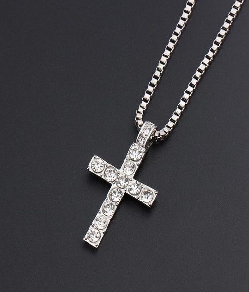 

2021 hip hop jesus cross pendant necklace for men women fashion jewelry bling rhinestone crystal cross necklace4140813, Silver
