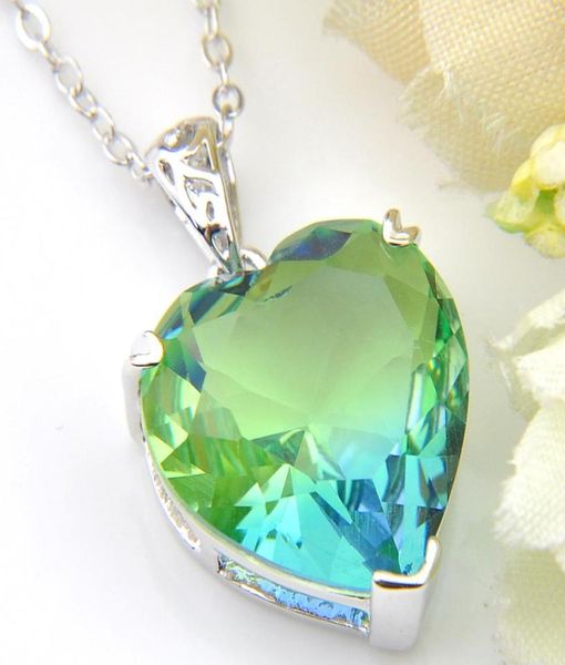 

luckyshine 6pcs classic fire bicolored tourmaline pendants 925 sterling silver plated fashion necklaces pendant jewelry xmas gift2095649