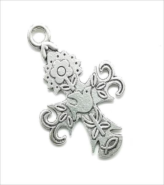 

lot 30pcs big flower pigeon cross antique silver charms pendants diy findings for jewelry making bracelet necklace earrings 4730m9210093, Bronze;silver