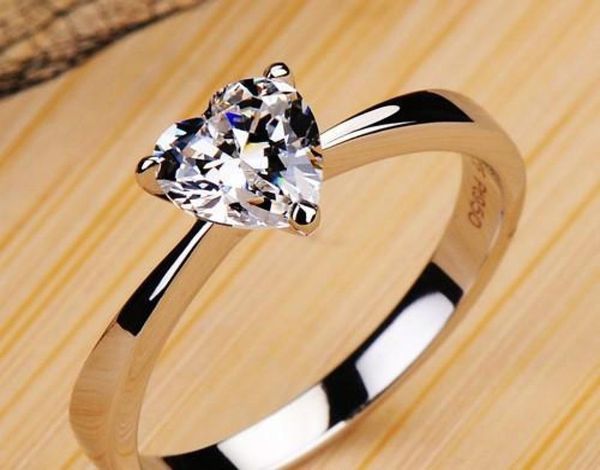 

fast fine us gia certificate 1 ct moissanite engagement rings for women 18k white gold moissanite heart shape gemstone rings f9408149, Slivery;golden