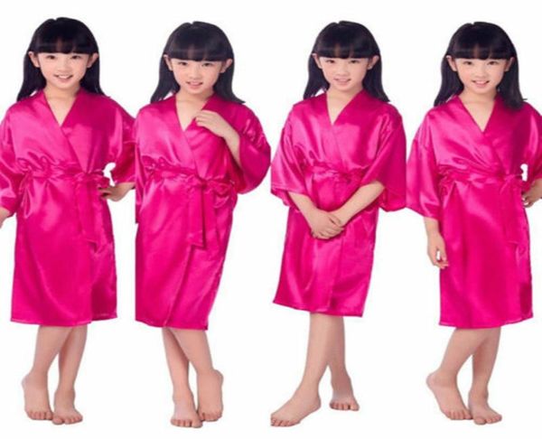 

silk satin wedding bride flower girls robe solid bathrobe short kimono robe night bath fashion dressing gown rose1001856, Black;red