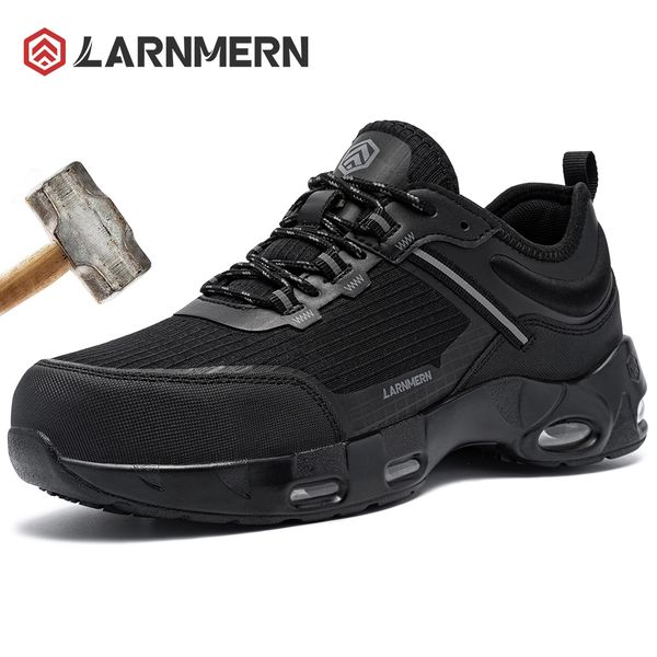 

dress shoes larnmern men s steel toe work safety anti impact slip lightweight breathable structural protective 230711, Black