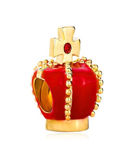 

metal slider spacer red enamel golden cross crystal crown european bead fit chamilia biagi charm bracelet1590164, Black