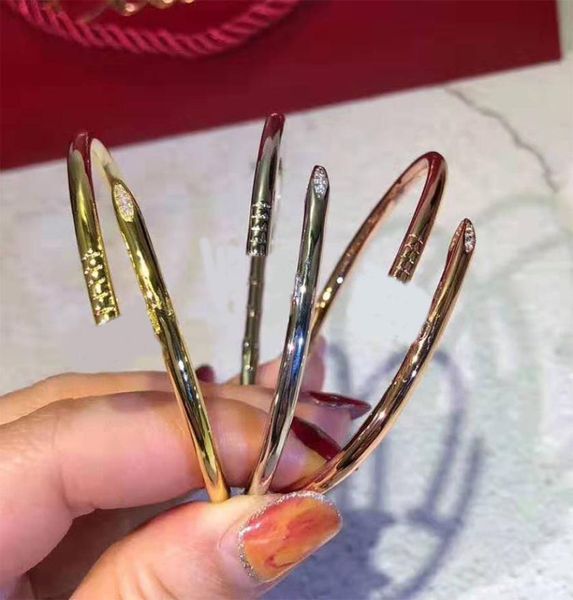 

lovers bracelet women stainless steel couple cuff bangle open nails in hands gifts for girls accessories whole4829183, White