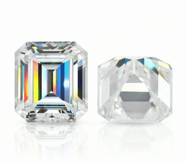 

3x510x12mm white d color vvs1 emerald cut moissanite stone with certificate4959935, Black
