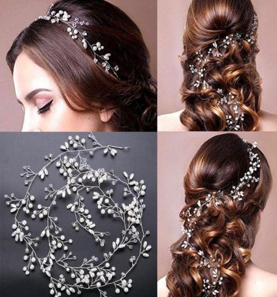 

elegant bridal hair vine 100cm extra long fresh water pearls handmade silver tone bridal head piece hair accessories wedding hai9472384, Slivery;golden