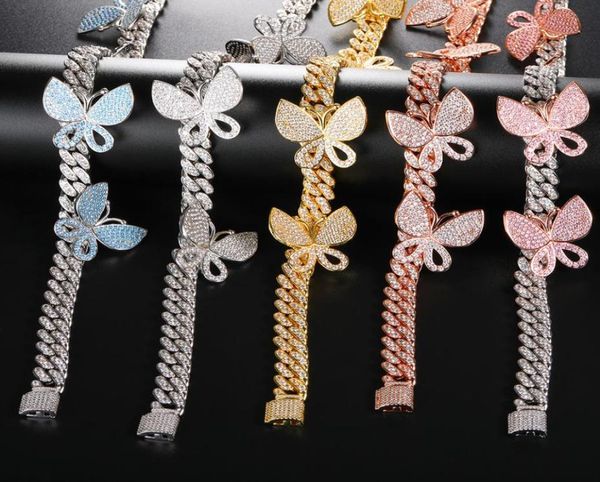 

mens jewelry luxury designer butterfly necklace statement diamond cuban link chain 12mm iced out hip hop bling chains jewelry rapp7214050, Silver