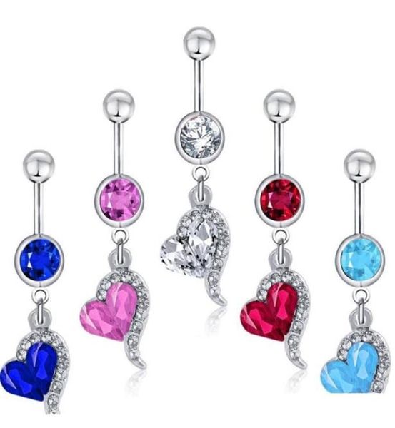 

4 colors mix color heart style ring belly button ring navel rings body piercing jewelry dangle accessories fashion charm 7k1gu4587250, Silver