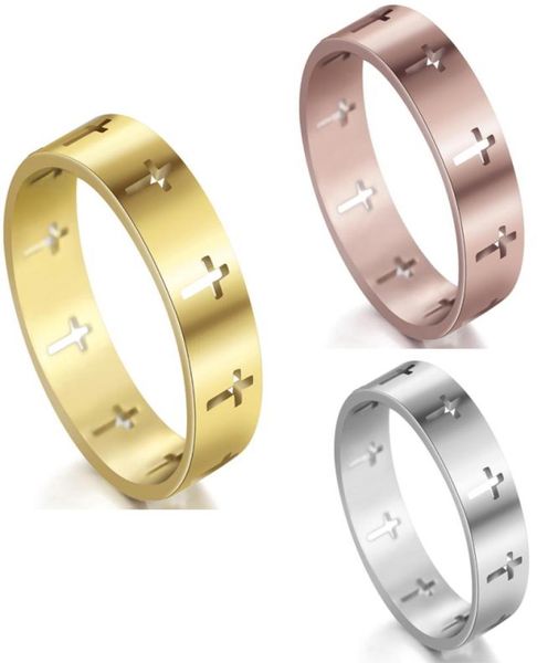 

punk stainless steel rings for women geometric cross ring statement lock charms men rings jewelry8959302, Silver