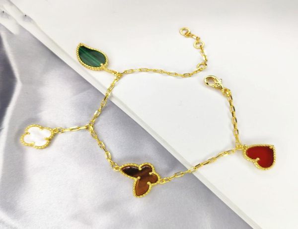 

european and american butterfly series golden five clover butterfly love leaf flower flower bracelet women039s boutique high qu4854225, Black
