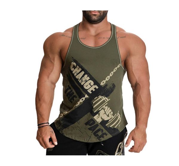 

new mens brand clothing musculacion tankcotton sleeveless shirts work out men gym vest bodybuilding men print tank 2103086388136, White;black