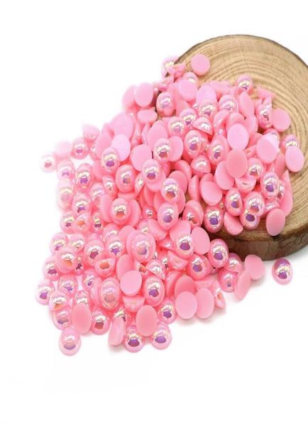 

all size pink ab color flat back abs round half pearl beads imitation plastic half pearl beads for garment8102290, Black