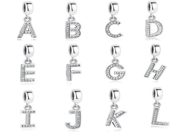 

eleshe 925 sterling silver az clear cz alphabet letter pendent charm fit original bracelets diy initial letter necklace q02254723109, Black