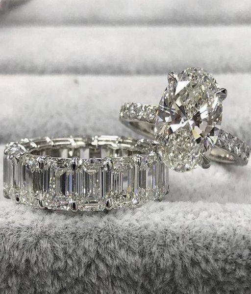 

cluster rings moonso real 925 sterling silver oval wedding ring set for women engagement luxury band eternity jewelry zircona r5234006063, Golden;silver