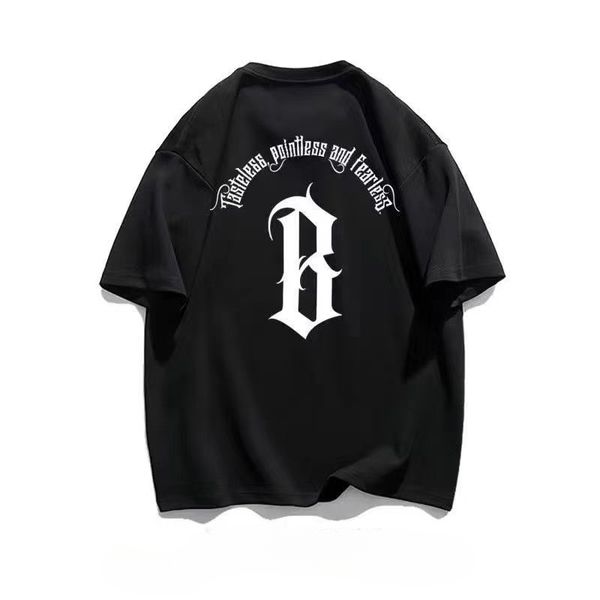

women's tshirt cotton american retro heavy duty round neck letter men and women tshirts short sleeve loose couple personalized fashion, White