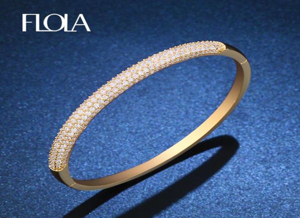 

flola brand carter bangle for woman cubic zirconia gold cuff bangles bracelet pulseira dubai wedding jewelry bijoux brta94 cx2001704839, Black