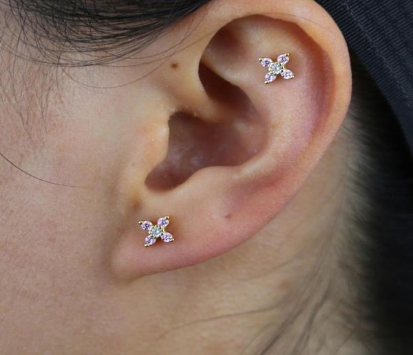 

real 925 sterling silver mini butterfly stud earring with pink white cz paved gold color tiny animals wedding stud earring bulk5111578, Golden;silver