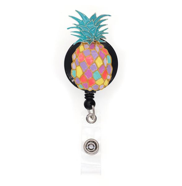 

10pcslot colorful enamel fruit style pineapple badge holder retractable nurse id badge reel1050039, Gray