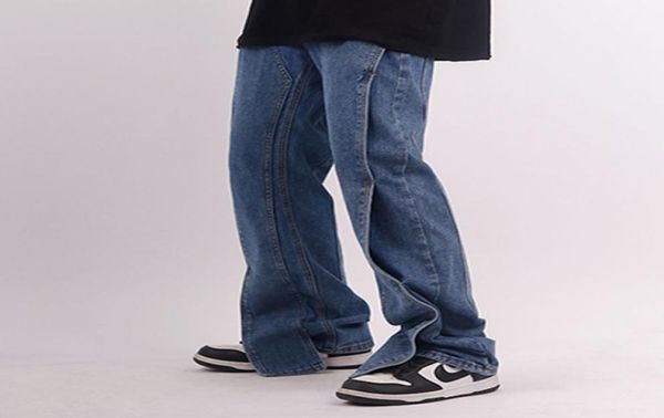 

washed mens denim trousers straight oversize ripped blue jeans loose hip hop casual track pants8064014