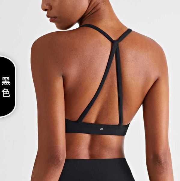 

designer lulus bras spring summer new triangle beauty back neck suspender camisole gather nude yoga sports bra lululemens women, White