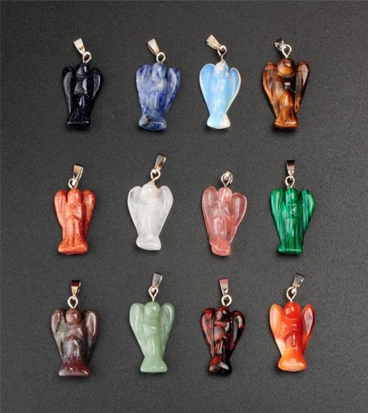 

chakra healing stones gemstone carved pocket crystal guardian peace angel figurines natural stone quartz tiger eye charms findings7793023, Bronze;silver