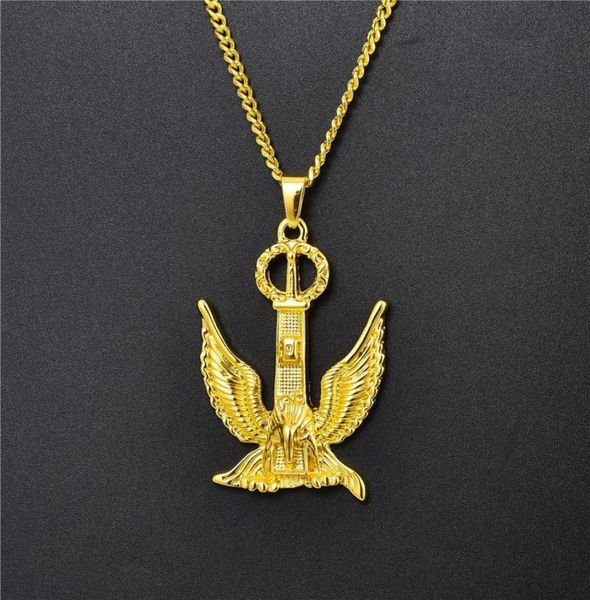 

hip hop mens gold eagle pendant necklace men jewelry fashion designer cuban link chain punk necklaces for women gift7975238, Silver