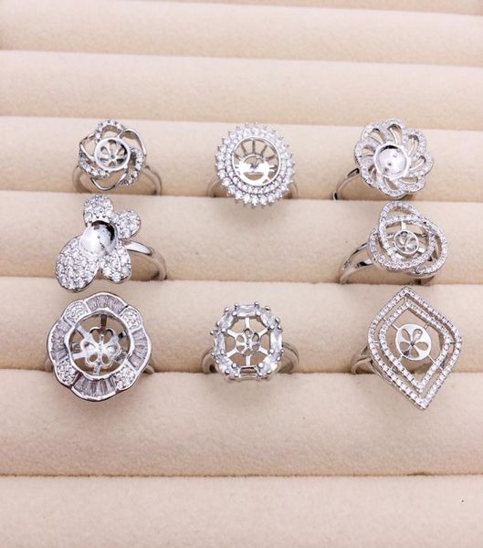 

mljy pearl ring settings zircon silver rings settings diy ring for women suitable for pearl 79mm adjustable size diy jewelry wedd6860871, Slivery;crystal