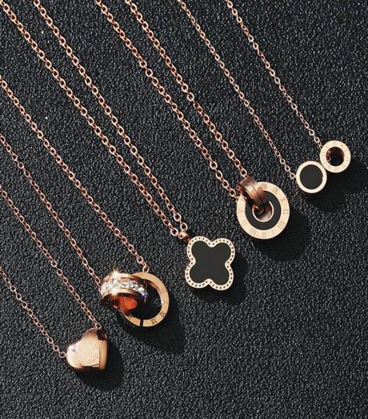 

fashion luxury designer necklaces for women jewelry rose gold chains titanium stainless steel clover pendant necklace gift wholesa5367134, Silver