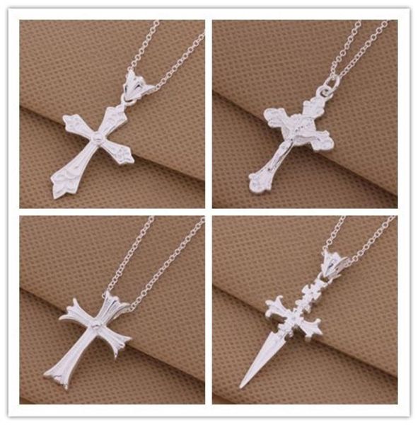 

mixed order 925 silver cross pendant necklace fashion jewelry 20pcslot6449330