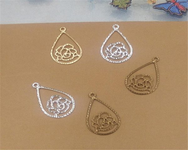 

boyute 100pcs 3 colors 1811mm waterdrop flower charm whole brass material diy floating charms8675577, Bronze;silver