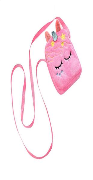 

12 colors unicorn plush crossbody fanny pack cute kids cartoon purses mini shoulder bag zip zipper coin wallet furry girls mobile 2193340, White