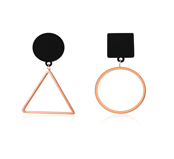 

trendy rose gold stainless steel irregular geometry triangle round statement large earrings hypoallergenic earrings for women nick6046905, Golden;silver