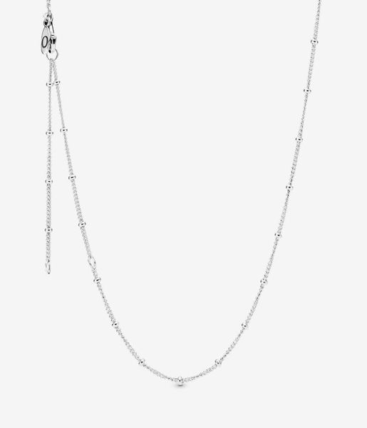 

100 925 sterling silver adjustable beaded chain necklace fit european pendants and charms fashion women wedding engagement jewelr9888900