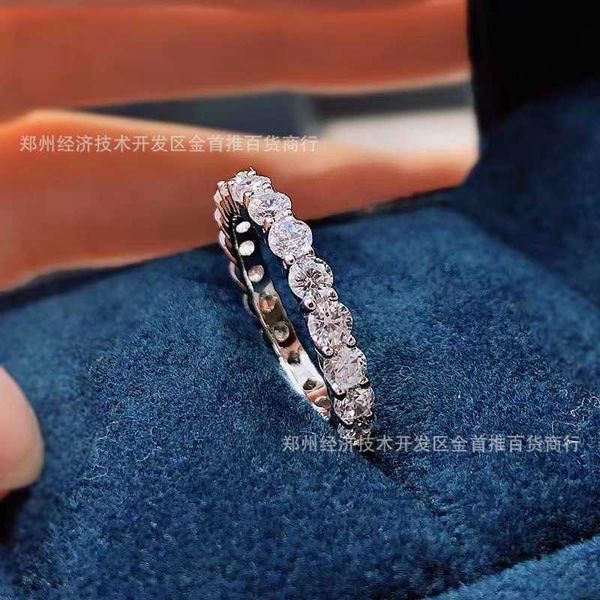 

designer new tiffay 925 sterling silver mosang full diamond row men's and women's ring hollow