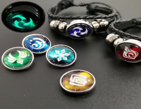 

game genshin impact eye of god cosplay water wind thunder fire rock fashion luminous bracelet props jewelry charm bracelets1737364, Golden;silver