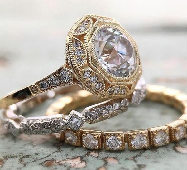 

vintage 3in1 ring sets 925 sterling silver statement party wedding band rings for women birdal fashion jewelry9963439