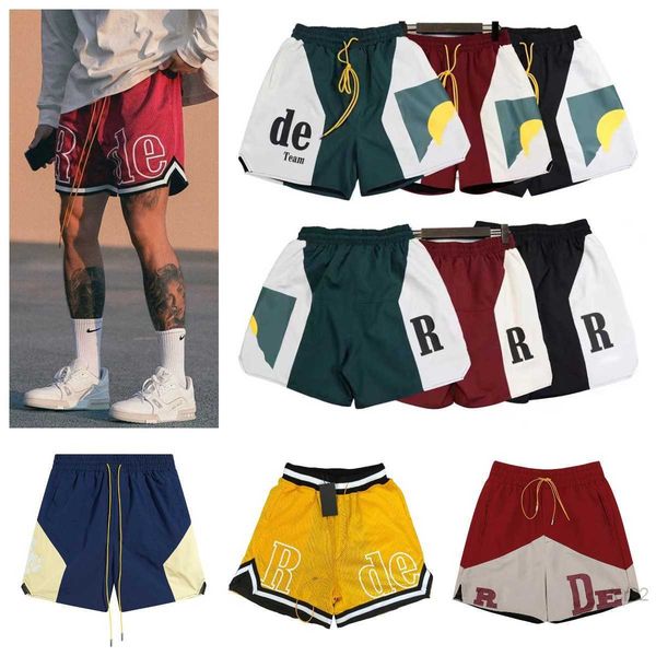 

designer mens shorts summer limited rhudes swim short sports training beach pants knee length hip hop high street womens elastic waist worko, White;black