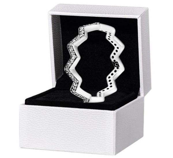 

women mens shimmering zigzag ring 925 sterling silver full cz diamond wedding jewelry for girlfriend gift rings with original box set5467776, Slivery;golden