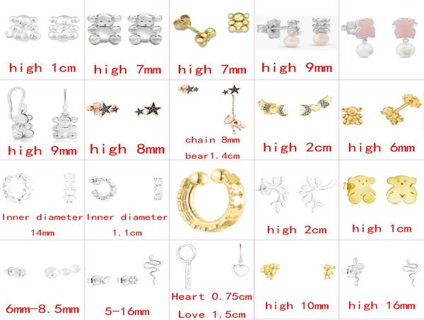 

fahmi 2022 new style 925 sterling silver bear trendy fashion ladies beautiful classic earrings jewelry factory direct s3641326, Golden;silver