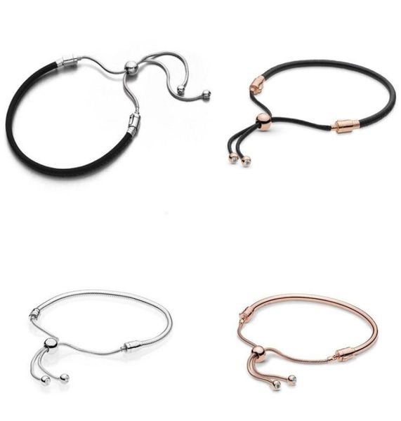 

new popular 925 sterling silver p beaded diy basic bone bracelet retraction adjustment bracelet female 597953cz beads3138038, Golden;silver