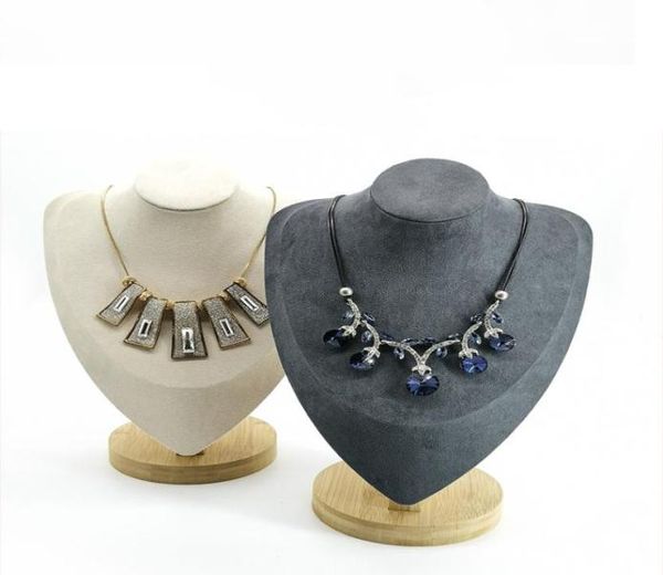 

ddisplaynatural bamboo mannequin jewelry necklace display stand bamboo storage holder window shop pendant standing display count8701379, Khaki