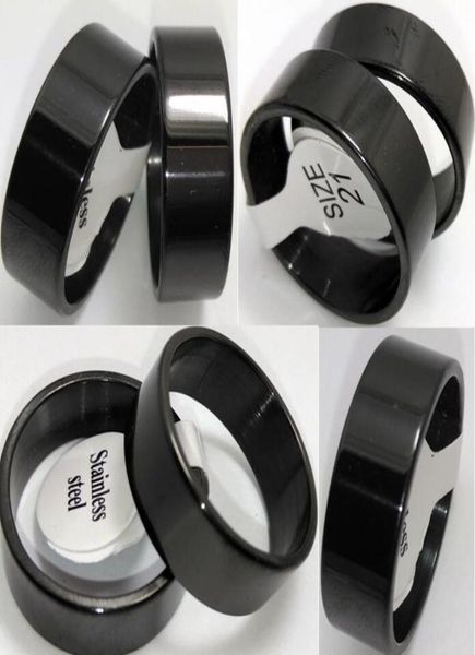 

bulk lot 100pcs polished black plain stainless steel rings 8mm men039s fashion jewelry classic finger ring9852893, Slivery;golden