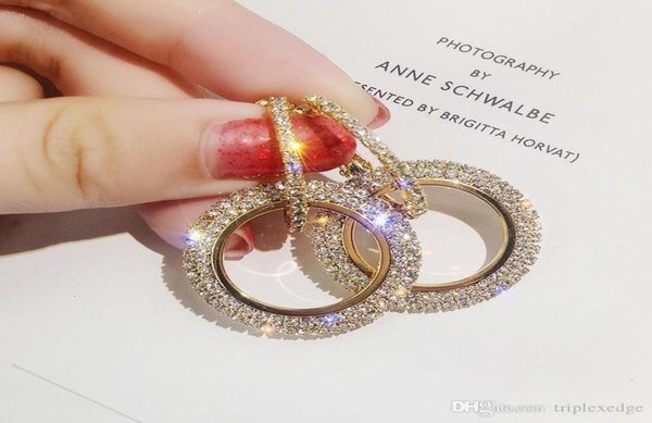 

new design creative jewelry highgrade elegant crystal earrings round gold and silver earrings wedding party earrings for woman gb7778744, Golden;silver