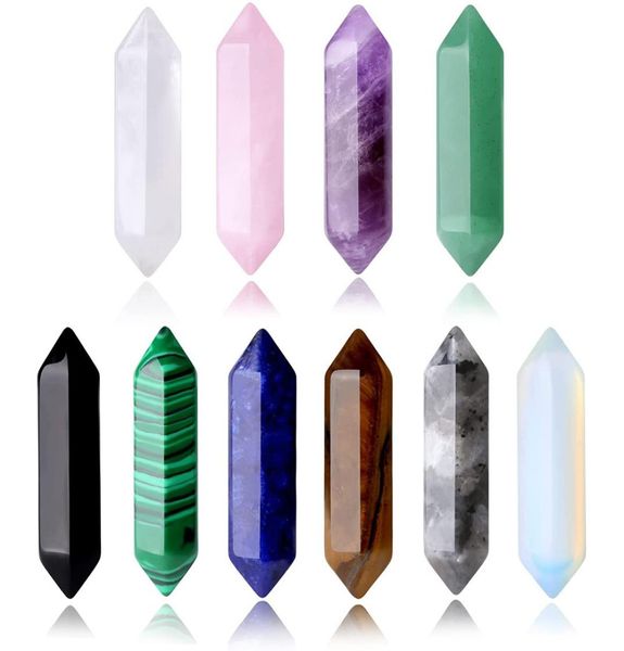 

assorted hexagon prism reiki healing chakra natural stone pillar palm quartz mineral crystal tumbled gemstone hand piece home deco4480897, Black