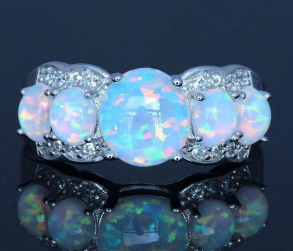

fashion simple five opal rings for women euramerican creative engagement rings women wedding party jewelry gifts bague femme3921825, Silver