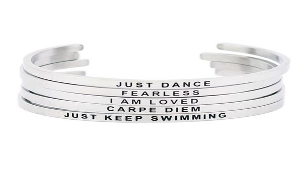 

stainless steel bangle engraved positive inspirational quote cuff bracelet bangle silver mantra bangle for women gift1626069, Black