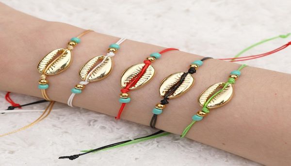 

bohemian sea natura shell beach charm bracelet adjustable rope handmade braided bracelets men women personality jewerly car6129209, Golden;silver