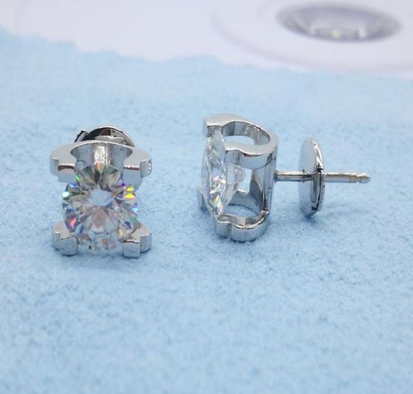 

9k14k18k gold classic quotuquot shape earrings df color vvs moissanite diamond beautiful forever brilliant stud with a cert3335207, Golden;silver