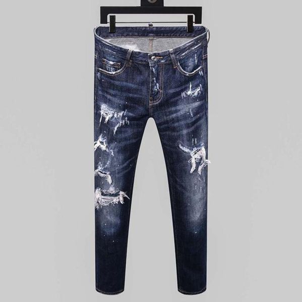 

mens jeans denim blue skinny ripped pants version navy old fashion italy style3666705