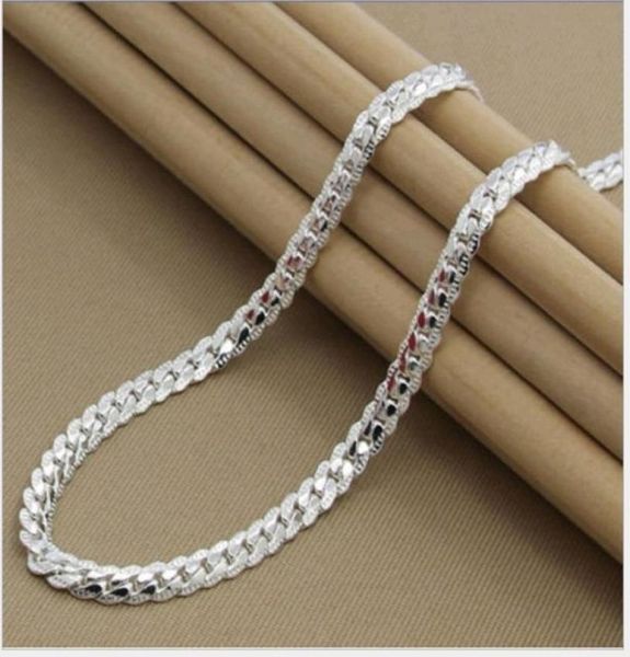 

5mm side chain silver necklace fashion luxury jewerly 18k yellow gold cuban chain for women and men 20inch8044772